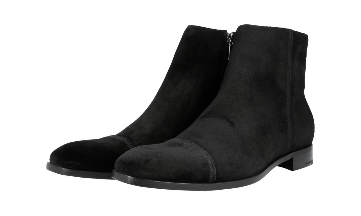 AUTH LUXURY PRADA HALF-BOOT SHOES 2TB030 BLACK SUEDE NEW US  display picture 1