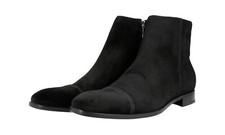 PRADA DRESS BOOTIES ANKLE HALF BOOTS SHOES BLACK SUEDE NEW US 11 EU 44 44,5
