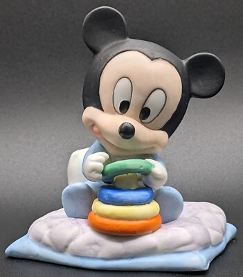 Disney Babies Baby Mickey Mouse With Rings Porcelain 3.5'' Goebel Figurine HTF