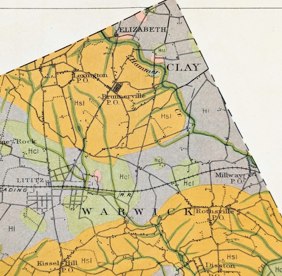 1900 LANCASTER COUNTY PENNSYLVANIA Map Conestoga Susquehanna Columbia