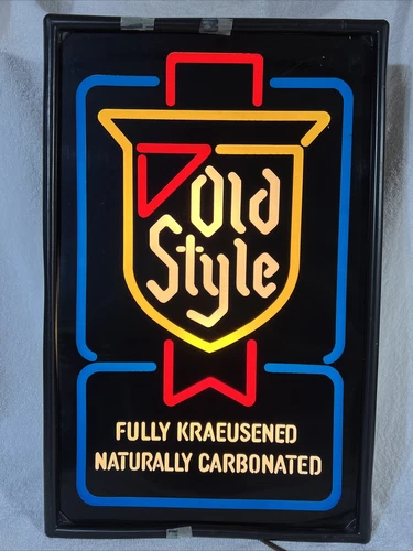 VINTAGE OLD STYLE BEER FAUX NEON LIGHT UP SIGN 14"x 22” AWESOME BAR MAN CAVE