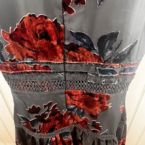 Dark Romantic Sz XS Burnout Velvet Floral Black Red Cocktail Dress Gianni Bini - Picture 16 of 19