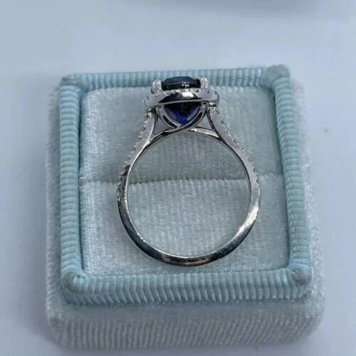 6.44 Ct Pear Cut Natural Sapphire & Diamond Wedding Ring 14k White Gold Size 7 - Image 3 of 4