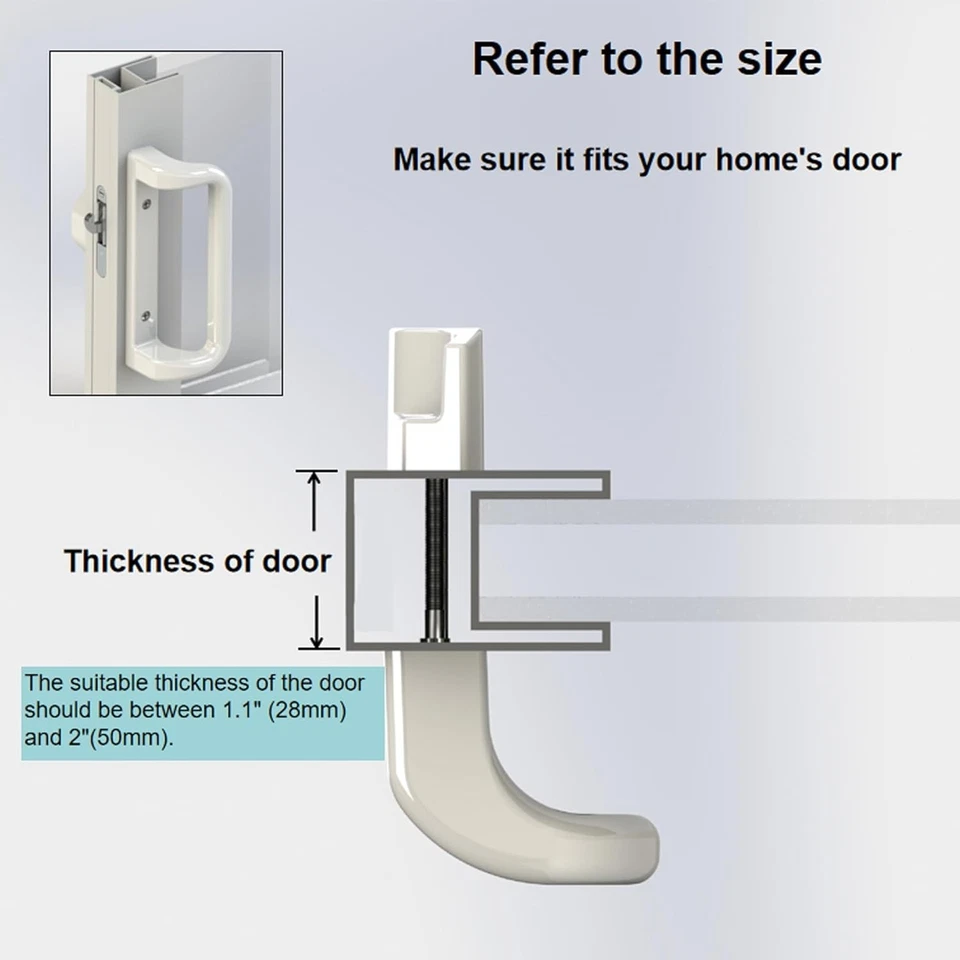 Replacement Patio Door HandleSet w/Mortise Lock White 3-15/16" Hole Spacing for - Image 4 of 4