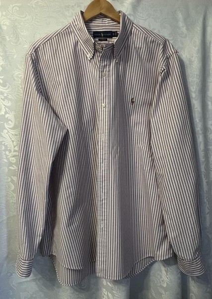 Men Polo Ralph Lauren Shirt Pink Cotton XL #CJ68