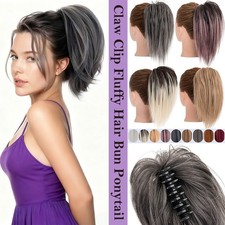 Claw Clip Messy Bun Ponytail Tousled Updo Real as Human Hair Extension Hairpiece