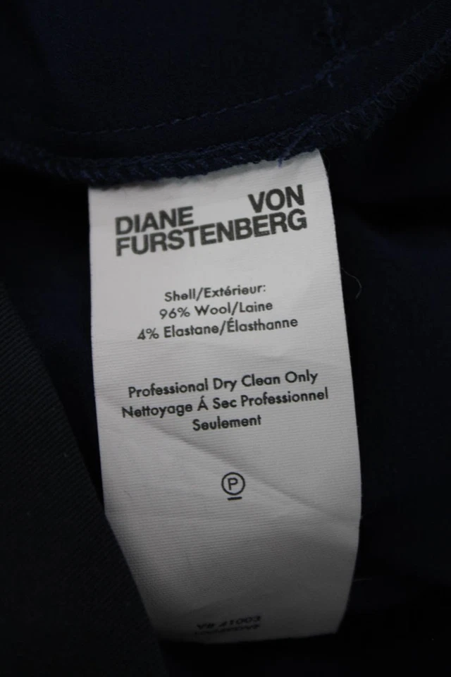 Pantalones de vestir plisados de tiro medio para mujer Diane Von Furstenberg azul marino de lana talla 4 Foto 4 de 4