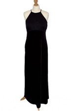 Laundry by Shelli Segal Halter Neck Black velvet Maxi Dress – Size Petite 12