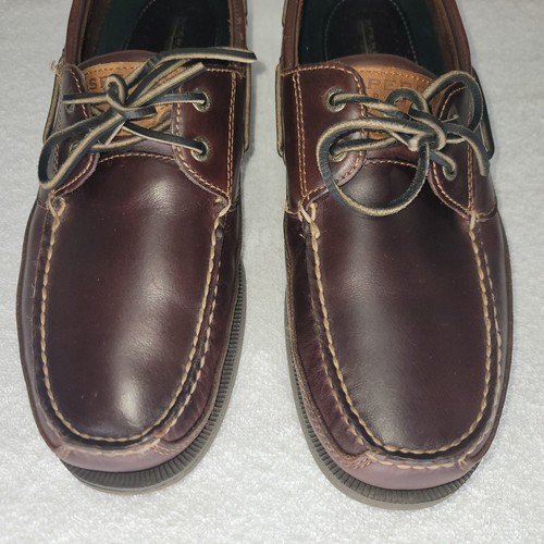 Sperry Mako 2 Eye Canoe Moc Boat Shoes Genuine Brown Leather Men's Size 11.5 M - Picture 3 of 22