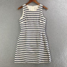 J.Crew Sheath Dress Womens 2 Sleeveless Crew Neck Casual Back Zip Striped Blue