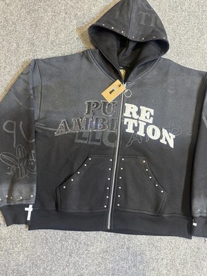 Pure Ambition Black Full Zip Hoodie Men's Regular Size 