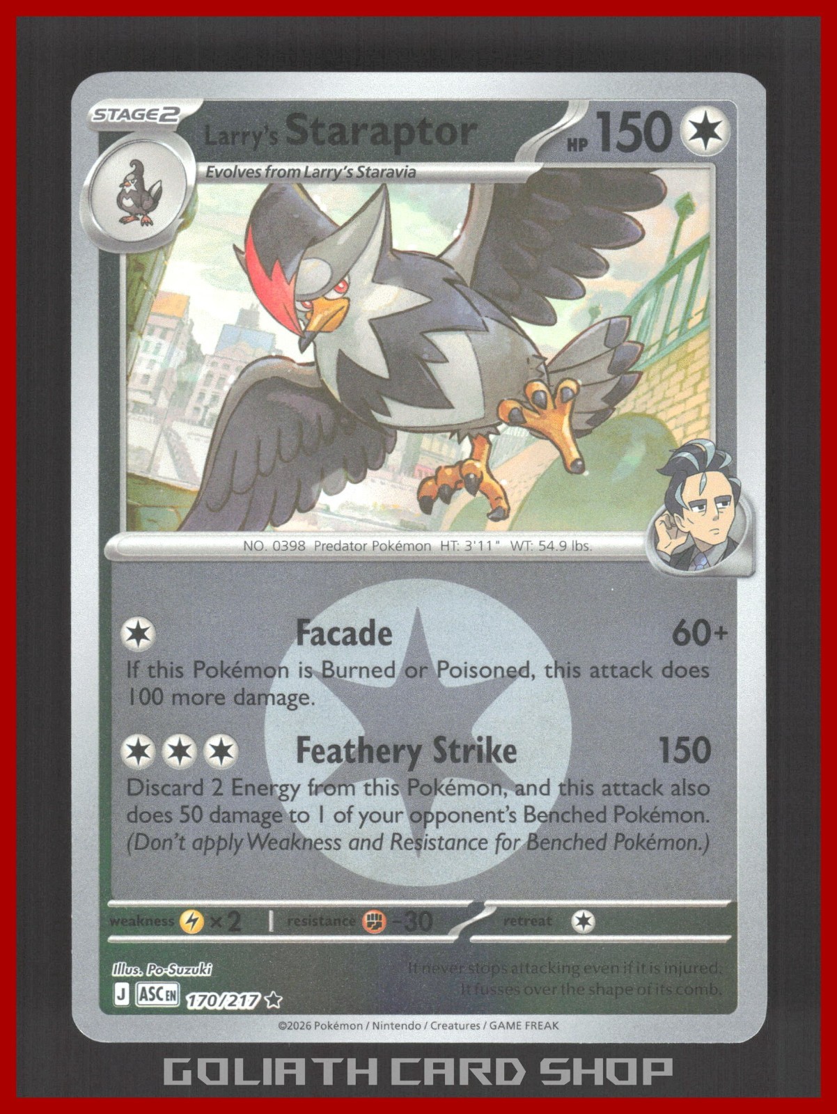 Larry's Staraptor 170/217 - Reverse Holo (Energy Symbol) - Me2.5: Ascended