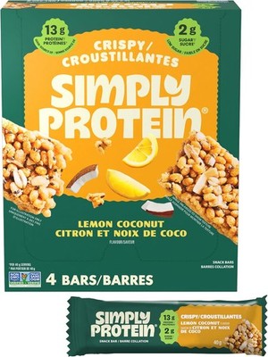 Simply Protein - Lemon Coconut Crispy Bars - Plant Based Protein Bars - Low Carb