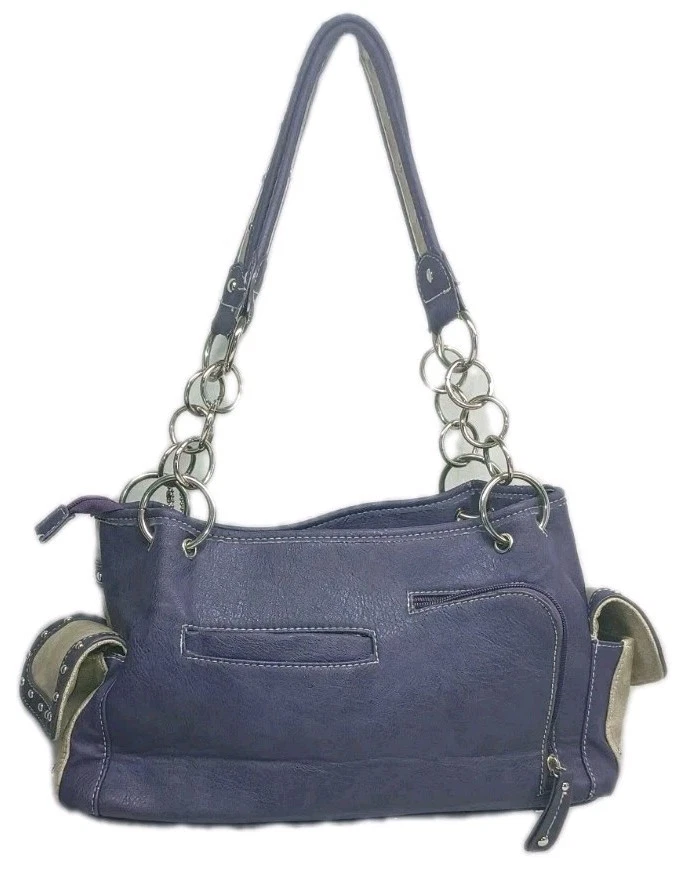 Vaquera Moda Púrpura Oculto Llevar Bolsillo Camuflado Flecos Occidentales Foto 2 de 4