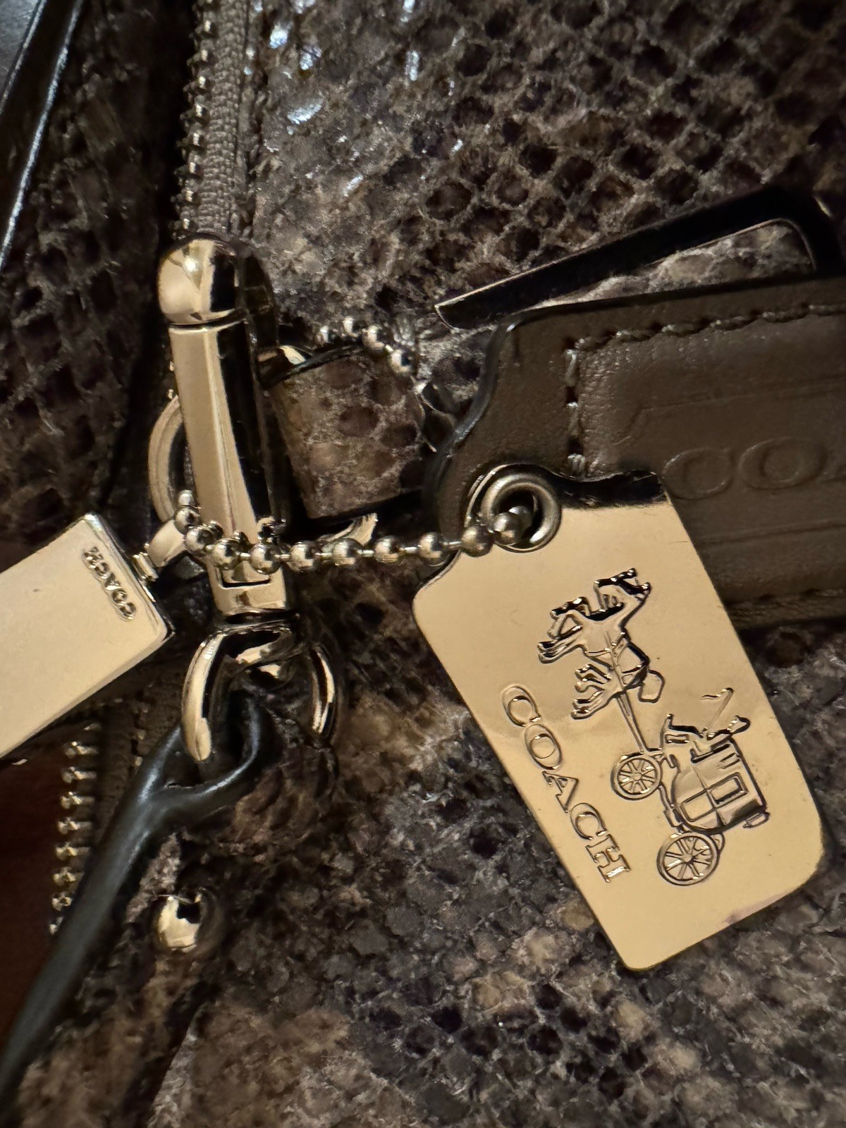 Coach Madison Embossed Python Kelsey Satchel Cros… - image 15