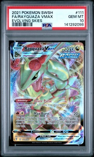2021 Pokemon Sword & Shield Evolving Skies #111 Fa/Rayquaza Vmax PSA 10