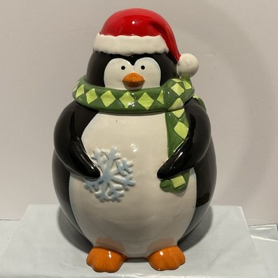 Baum Brothers Penguin Cookie Jar Santa Christmas 10  North Pole Collection
