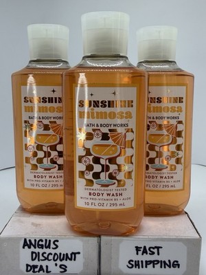 Bath & Body Works 3PCS SUNSHINE MIMOSA BODY WASH Pro Vitamin B5 + Aloe, 10oz,NEW