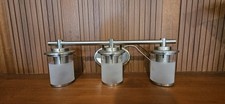 Modern Brushed Silver 3-Light Vanity Wall Fixture with Frosted Glass Shades