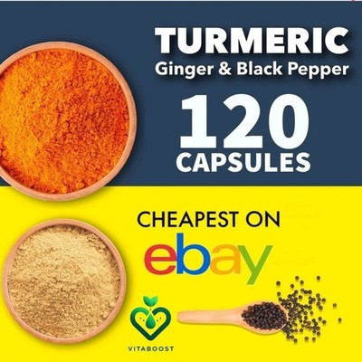 Kurkuma Tabletten 3200mg + Ingwer + schwarzer Pfeffer | 120 Tabletten - günstig bei Ebay