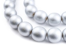 Silver Natural Wood Beads 20mm Round Large Hole 16 Inch Strand