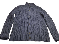 Ballantyne Wool Alpaca Blend Heavy Thick Cable Knit Cardigan Sweater L XL