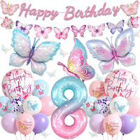 Schmetterling Deko Geburtstag 8 Jahre MäDchen - 46 StüCk Geburtstagsdeko Luftbal