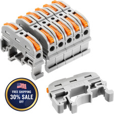50 Pack Din Rail Terminal Blocks Compact Wire Conductor Wiring Connectors For 24