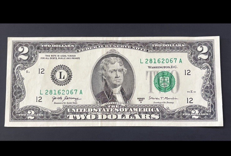 ERROR $2 DLL BILL - INSUFFICIENT INK "2 & 0", OVER INK "8 & 1", 2017A, CIRC.