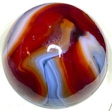 DAS/JABO BEAUTIFUL AVENTURINE RUBY RED SWIRLED SHOOTER SIZE .75" BOX03/217