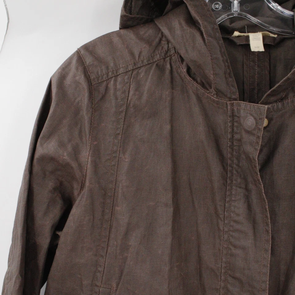 Eileen fisher jacket Women small Utility waxed linen trench coat full zip pocket - Image 2 of 4