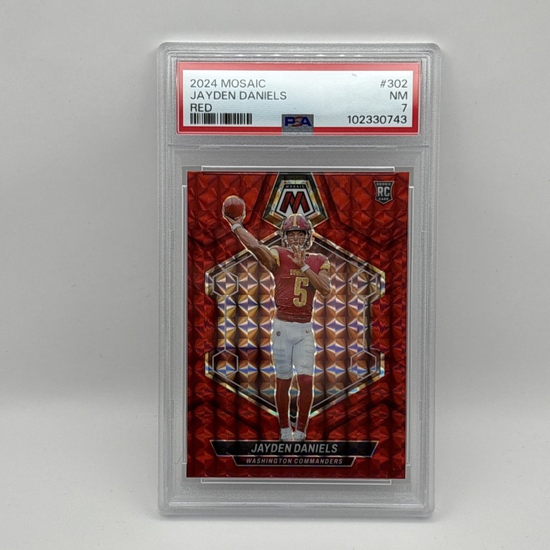 2024 Panini Mosaic - Rookies Jayden Daniels #302 Red Mosaic Prizm (RC) PSA 7