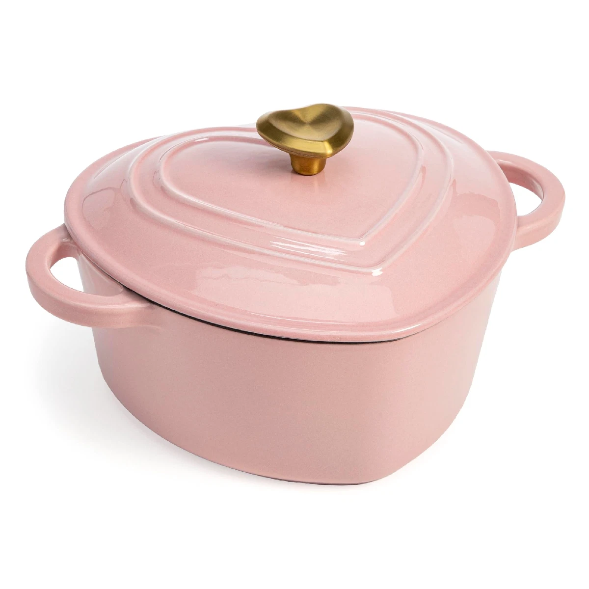 Paris Hilton Enameled Cast Iron Dutch Oven Heart-Shaped Pot Lid Dual Handles