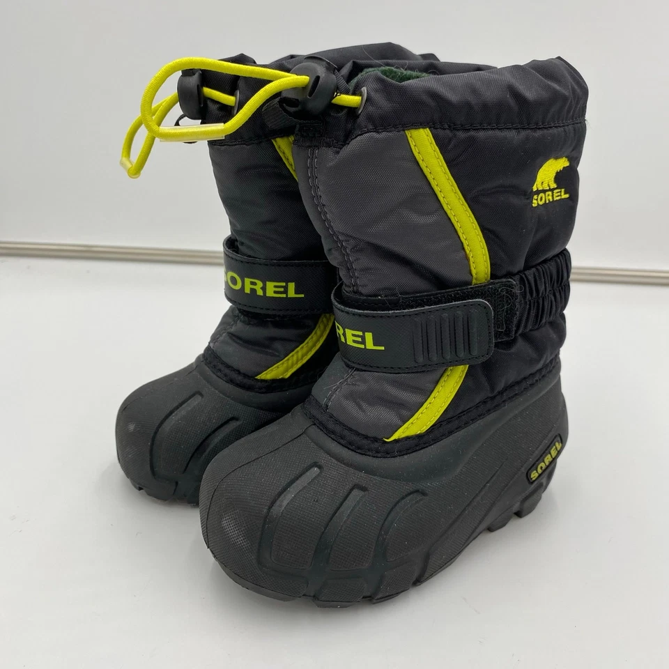 Sorel молодежи черный и желтый Flurry водонепроницаемый снег ботинки размер 7 - Изображение 2 из 4