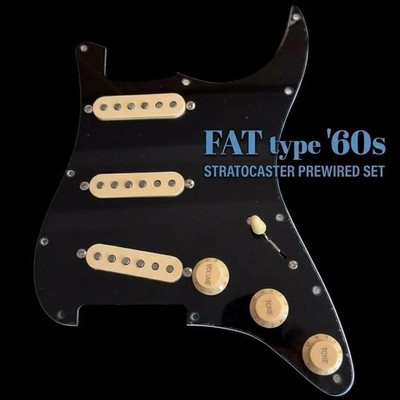 Fat 1960s Single Coil Strat Pickguard Pre-Wired Black New
