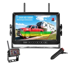 7'' Digital Wireless DVR Monitor Backup Camera w/BSD Rear View For RV Van Truck