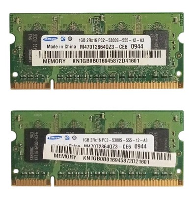 2 x Samsung M470T2864QZ3-CE6 1GB 2Rx16 PC2-5300S-555-12-A3 0835 0814 Memory RAM
