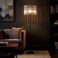 Stehlampe Stehleuchte Led Wohnzimmerlampe Retro Beistelllampe Glas Rauch H 152Cm
