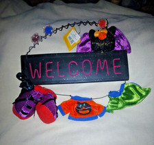 14" Halloween WELCOME Door Metal Sign Spooky Hollow Dan Dee Plush Wall Hanging