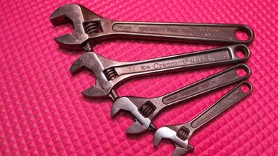 4 PCS. ''CRESCENT'' U.S.A. ADJUSTABLE END WRENCHES: 12'' - 10'' - 8'' - 6''