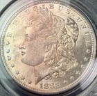1883 PCGS MS64 Morgan Silver $1 - Cool Textile Bag Toning