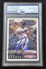 2002 JULIO FRANCO Signed Topps Card-RANGERS-CLEVELAND INDIANS-BRAVES-PSA