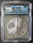 2006 $1 American Silver Eagle Dollar ICG MS70