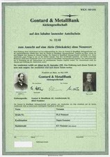 Gontard & Metallbank AG Frankfurt 1999 Anteil f&uuml;r Aktie Historische Wertpapiere