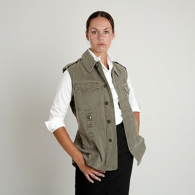 Vintage German Bundeswehr Moleskin Vest / Olive Green Grey / Unisex Small