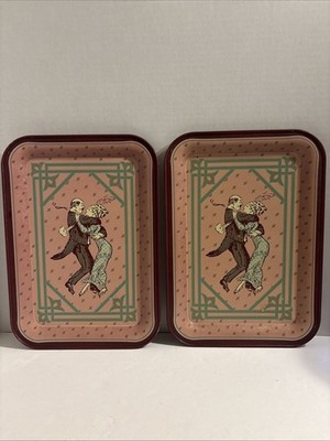 Armstrong Serving Tray Lot Of 2 Decorative 1983 Vintage Carpet Collector Series