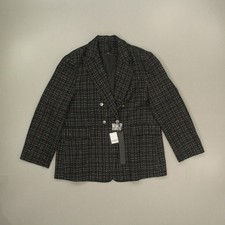 Mina Self Women's Blazer Jacket Size 3XL Black Woven Metallic Gold Buttons NWT