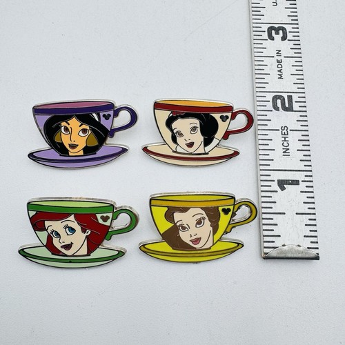 Disney Pins Hidden Mickey Princess Tea Cups Set Snow White Ariel Belle Jasmine - Picture 3 of 13