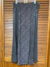 CITRON SANTA MONICA M WOMEN'S LONG BROWN FLORAL DAMASK PULL-ON RAYON SKIRT