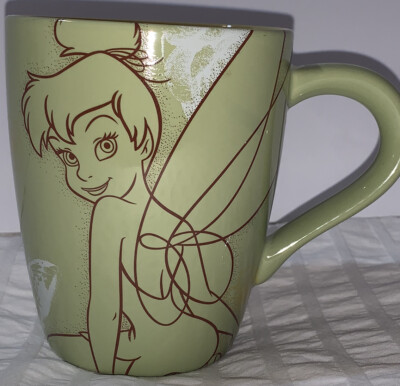 TINKER BELL Disney Store Exclusive Fairy Sketch Green Yellow Coffee Coco Mug Cup